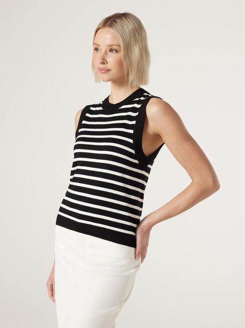 Sarah Stripe Knit Top, Stripe, hi-res