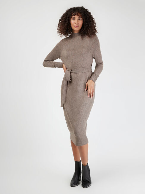 Brea Knit Dress, Brown, hi-res