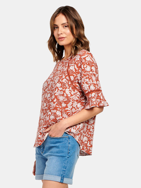 Cora Linen Blend Top, Black, hi-res