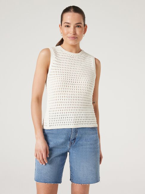 Lydia Knit Top, White, hi-res
