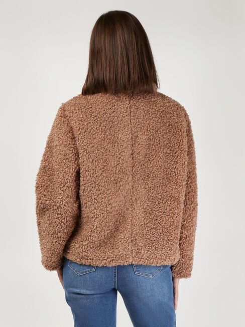 Beatrix Faux Shearling Jacket, Brown, hi-res