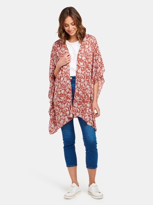 Polly Printed Kimono, Floral, hi-res