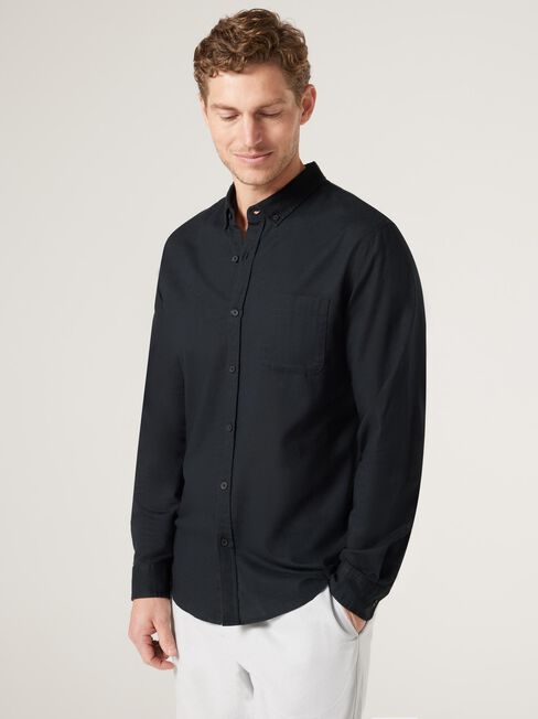 Brody Textured Long Sleeve Shirt, Black, hi-res