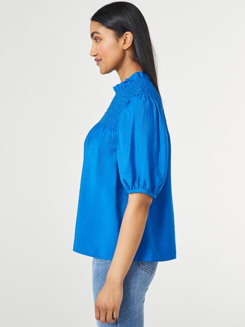 Burtie Puff Sleeve Top, Blue, hi-res