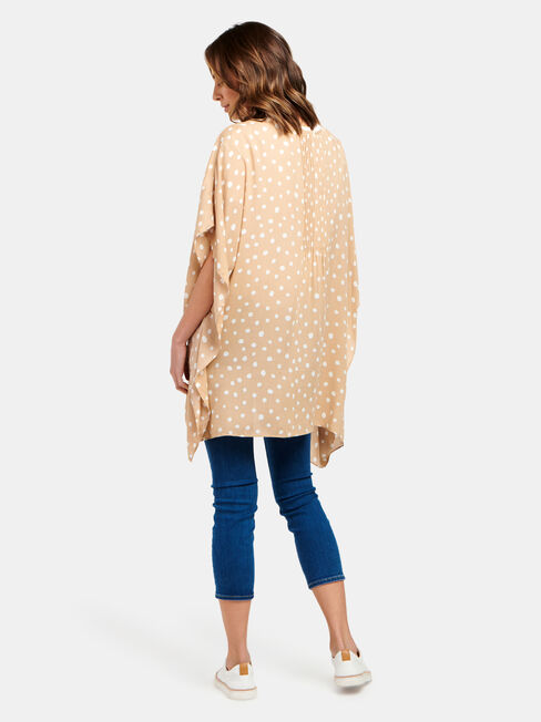 Polly Printed Kimono, Brown, hi-res