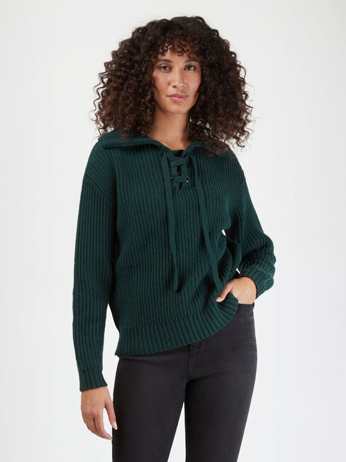 Remi Tie Front Knit, Green, hi-res