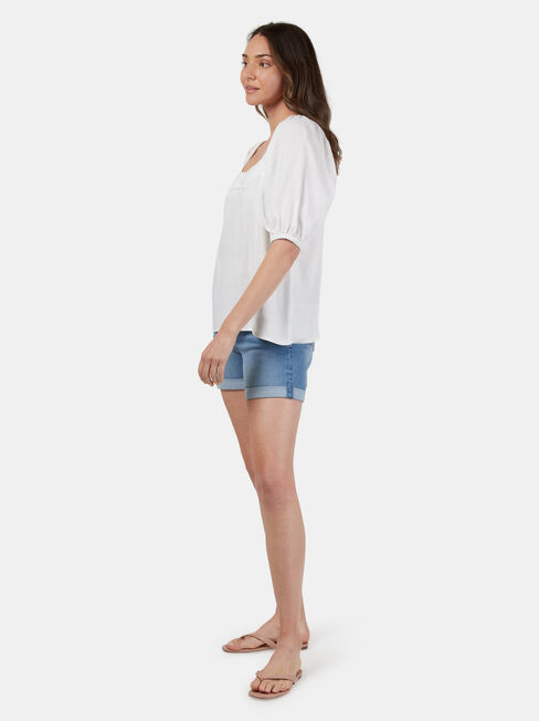Lucinda Square Neck Top, White, hi-res