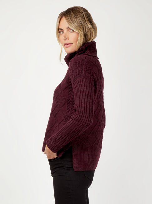 Lulu Cowl Neck Pullover, Purple, hi-res