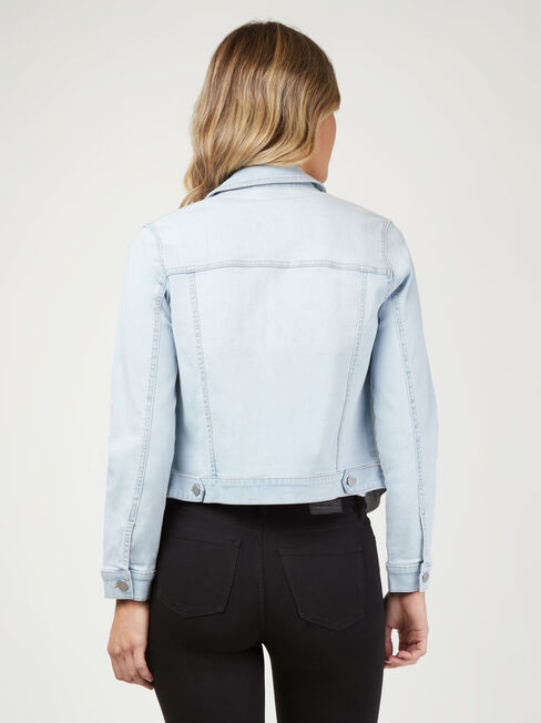 Classic Stretch Denim Jacket, Light Blue, hi-res