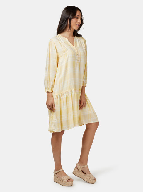 Lara Ladder Trim Dress, Yellow, hi-res