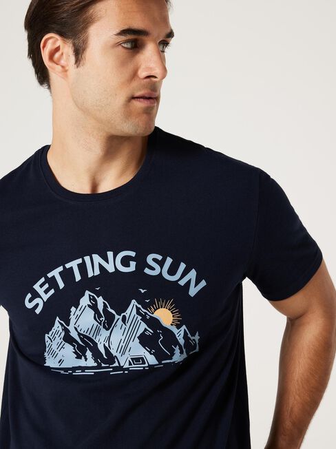 SS Setting Sun Print Crew Tee, Ink, hi-res