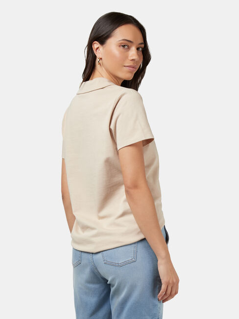 Olivia Collar Tee, White, hi-res