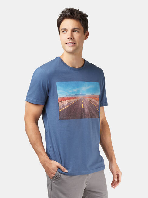 Ivan Short Sleeve Print Crew Tee, Blue, hi-res