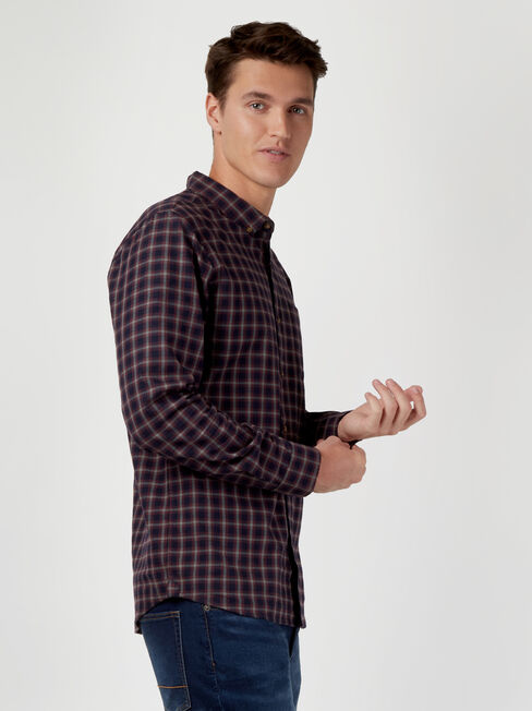 LS Nelson Brushed Check Shirt, Blue, hi-res