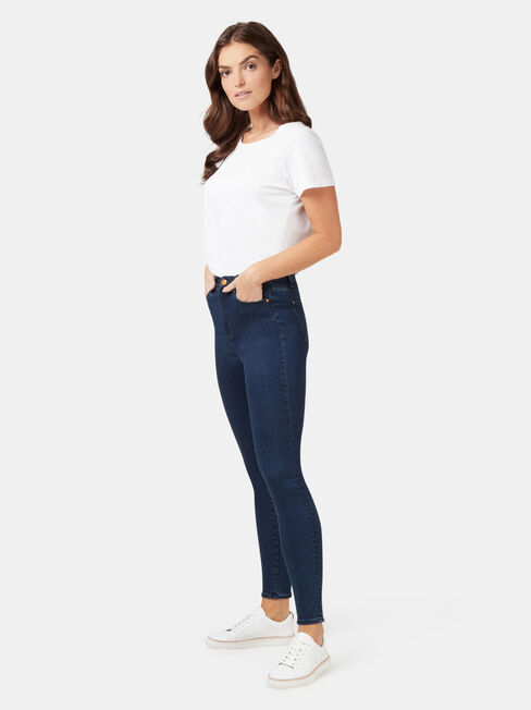 Eco Soft High Waisted Skinny 7/8 Jeans Dark Indigo, Dark Indigo, hi-res