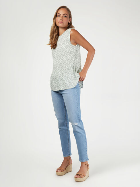 Anna Peplum Top, Green, hi-res