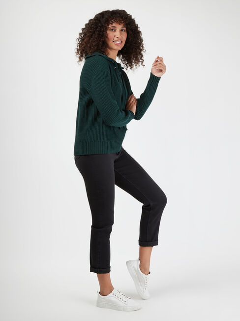 Remi Tie Front Knit, Green, hi-res