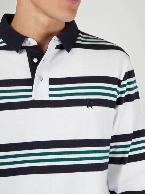 LS Travis Stripe Rugby Polo, Blue, hi-res