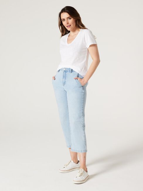 Essential V-Neck Tee, White, hi-res