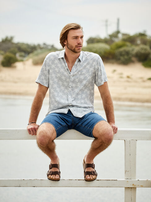 Atlas Short Sleeve Print Shirt, Grey, hi-res