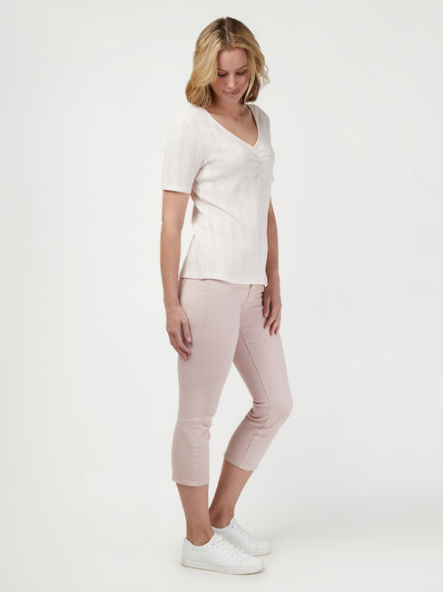 Siena Textured Tee, White, hi-res