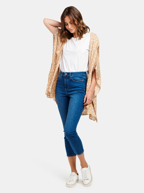Polly Printed Kimono, Brown, hi-res
