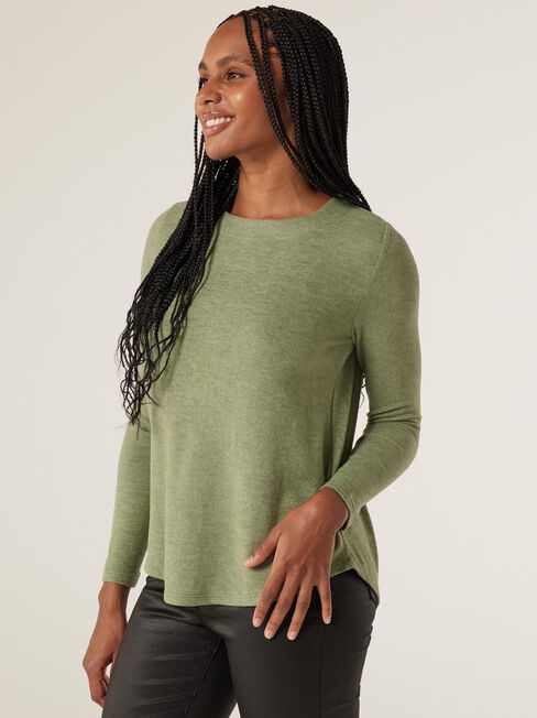 Sia Soft Touch Crew Neck Pullover, Pistachio Marle, hi-res
