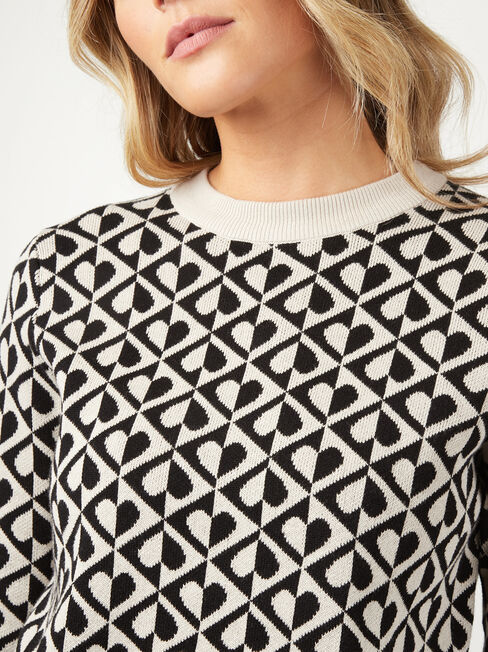 Geometric Intarsia Pullover, Print, hi-res