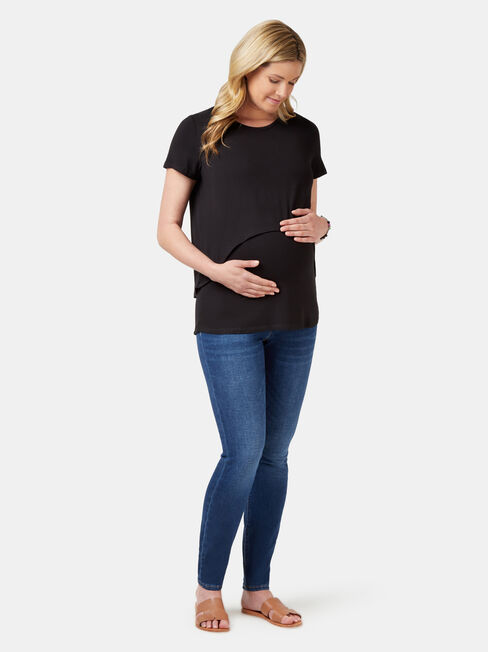 Cerese Layered Maternity Top, Black, hi-res