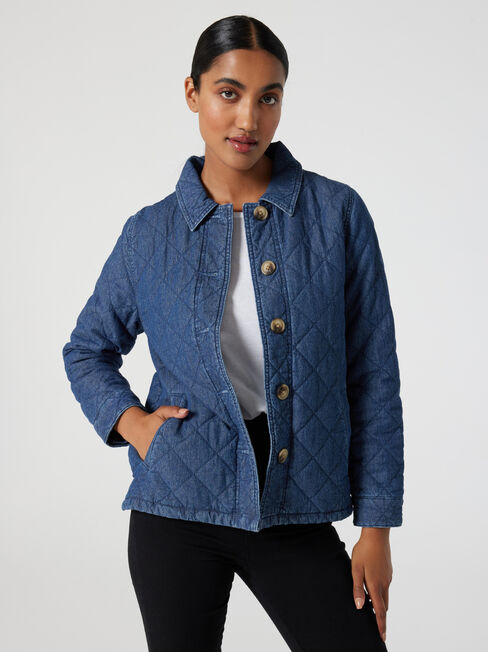 Denim Quilted Jacket, Dark Vintage, hi-res