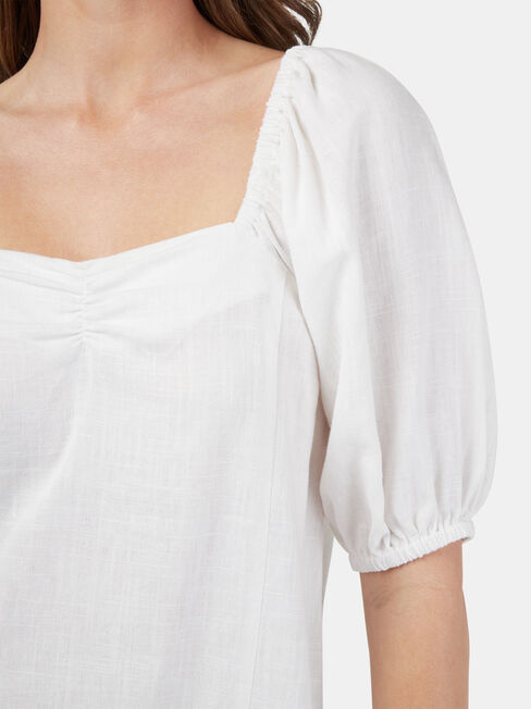 Lucinda Square Neck Top, White, hi-res
