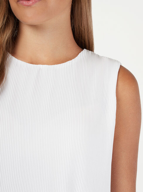 Sadie Pleated Tank, White, hi-res