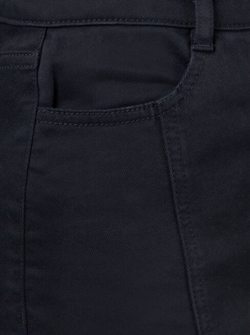 Macy Button Through Skirt, Black, hi-res