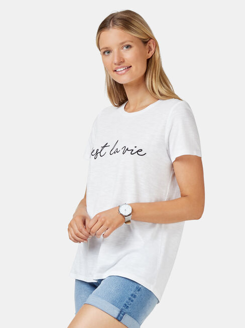 Cest La Vie Slogan Tee, White, hi-res