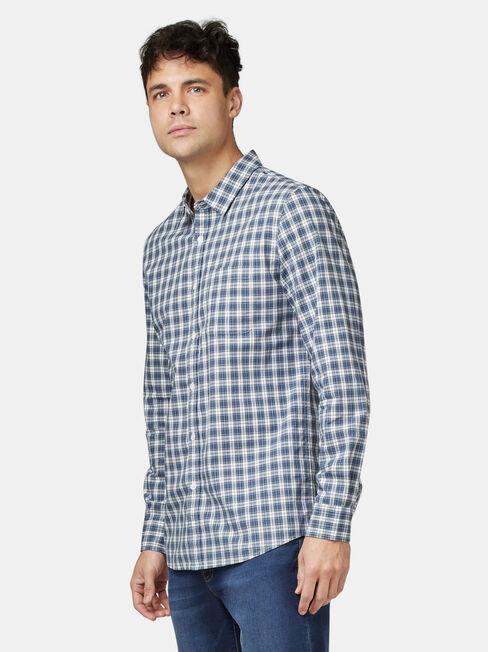 Marcus Long Sleeve Check Shirt, Blue, hi-res