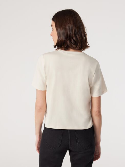 Essential Relaxed Crop Tee, Stone, hi-res