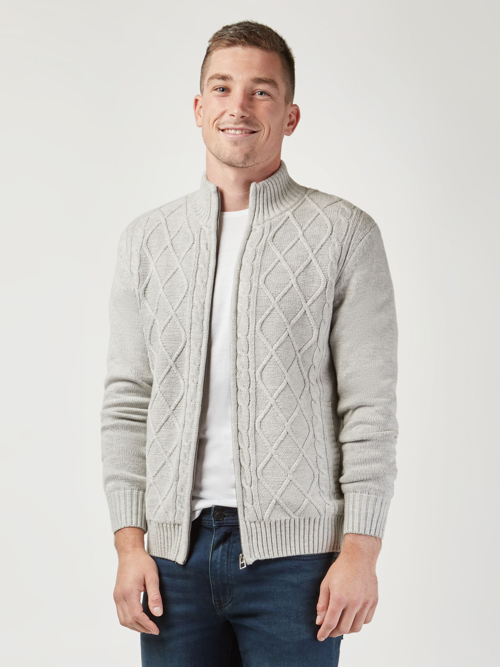Sherpa lined on sale cable knit cardigan