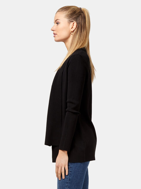 Mischa Drape Front Cardigan, Black, hi-res