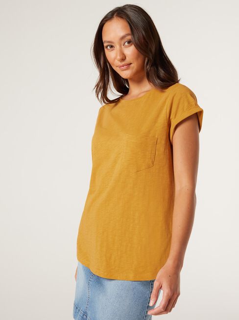 Essential Slub Pocket Tee, Spicy Mustard, hi-res