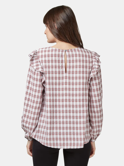 Liza Check Frill Top, Multi, hi-res