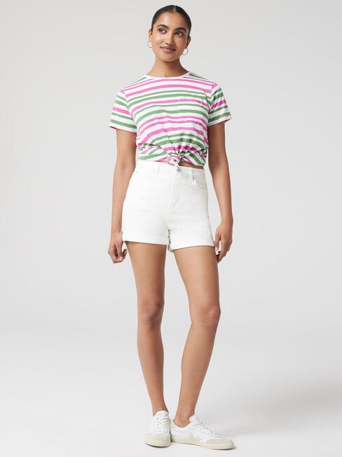 Essential Slub Pocket Tee, Green/Pink Multi, hi-res