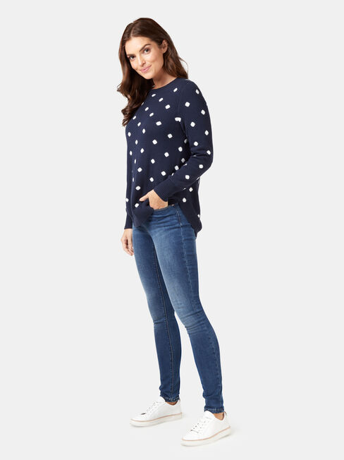 Alexa Irregular Spot Knit, White, hi-res