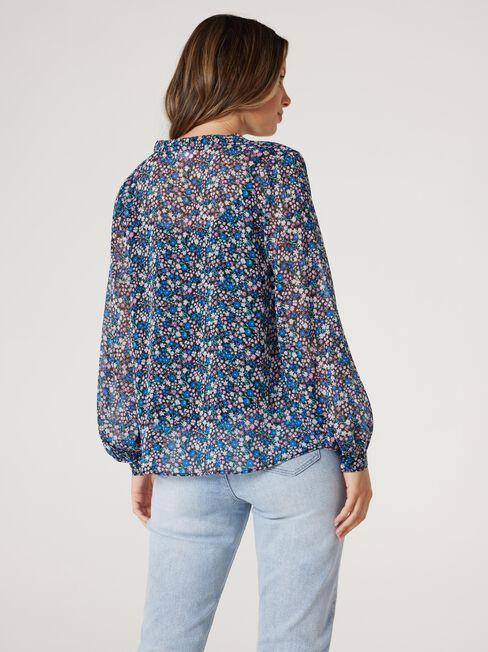 Beiba Floaty High Neck Blouse, Floral, hi-res