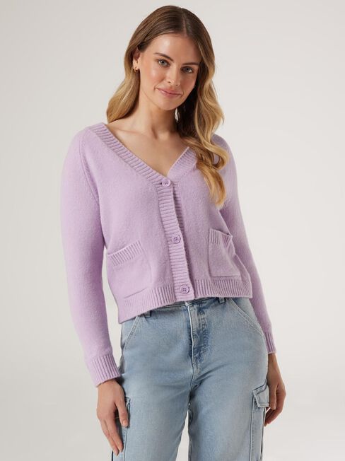 Arabella Cardigan, Lilac Marle, hi-res
