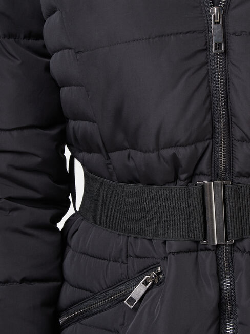Rory Longline Padded Puffer Jacket, Black, hi-res