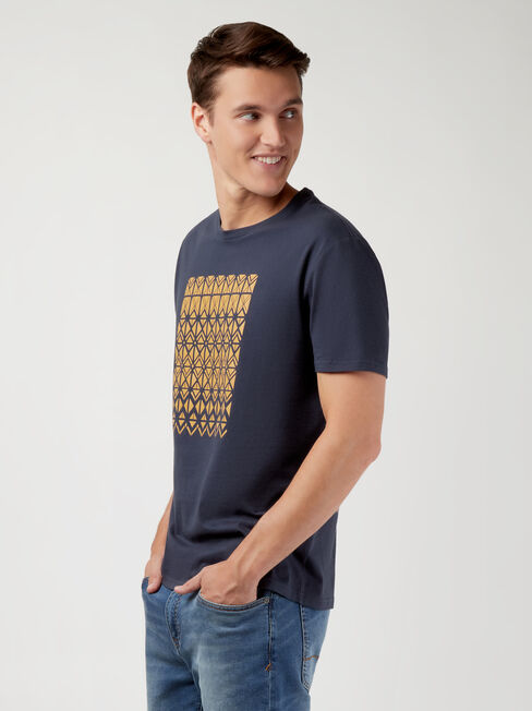 SS Toby Print Crew Tee, Blue, hi-res