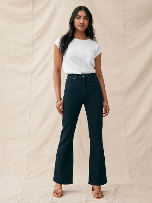 Helen High Waisted Flare Jeans, Dark Indigo, hi-res
