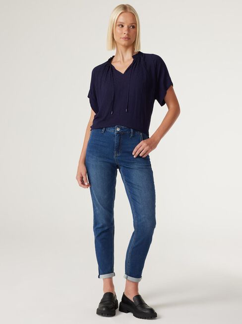 Jemima V-Neck Blouse, French Navy, hi-res