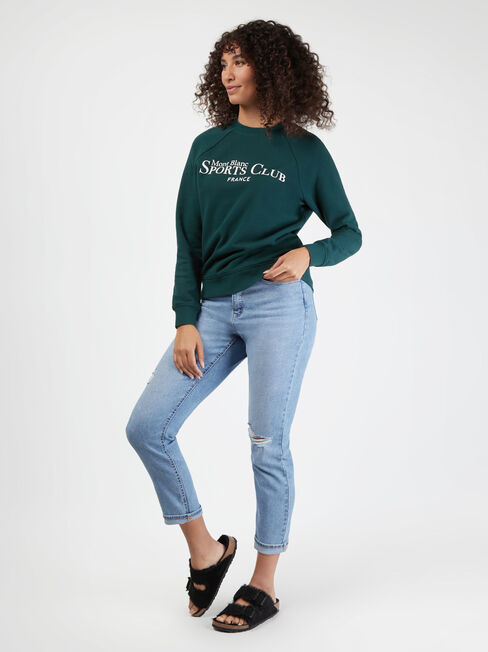 Viola Sweatshirt, Green & White, hi-res