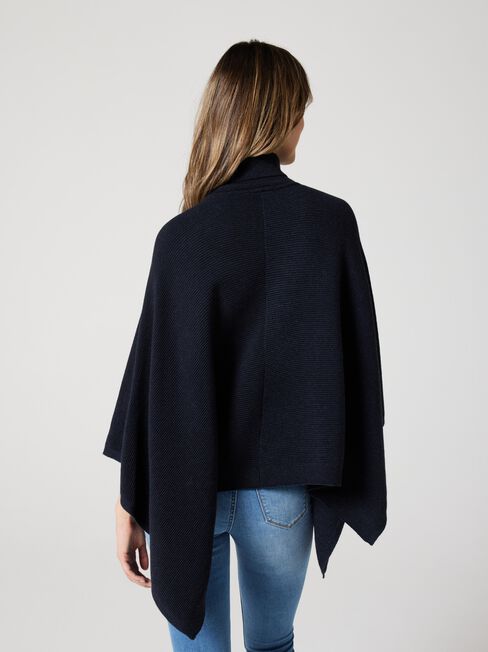 Irene Ottoman Stitch Poncho, Ink Marle, hi-res